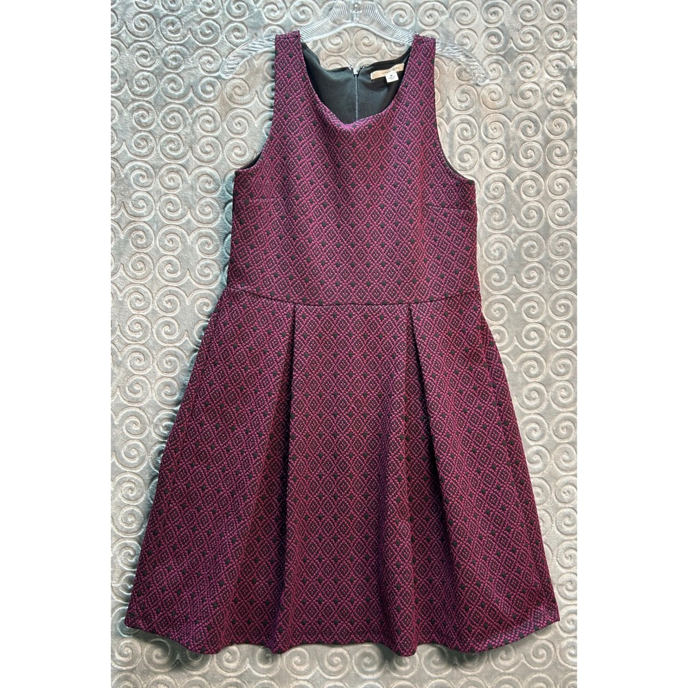 41‎ HAWTHORN Womens Dress Purple Black Diamond Print Sleeveless Pleated Size Med